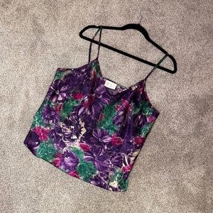 Vintage Silk Floral Strap Tank Top
